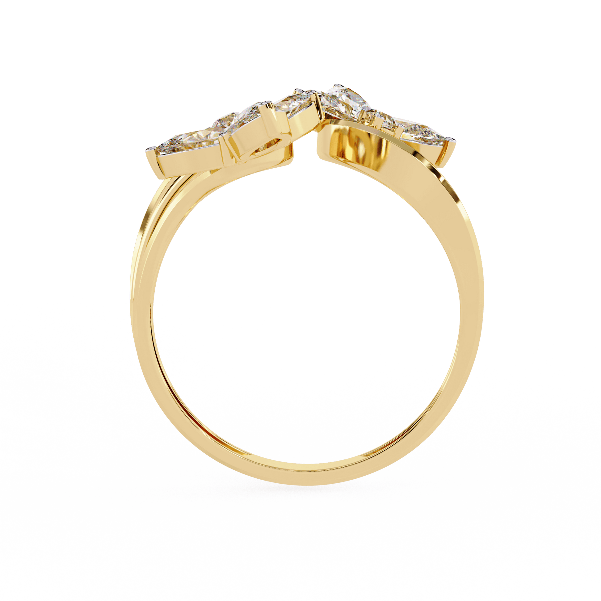 Alora floral diamond ring by Carat House Dubai featuring pear-shaped stones and a split band design.