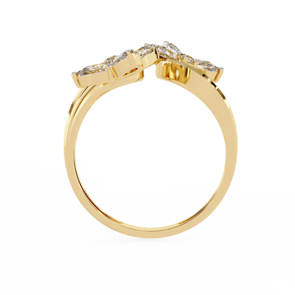 Alora- Floral Diamond Ring with Pear Stones and Split Band