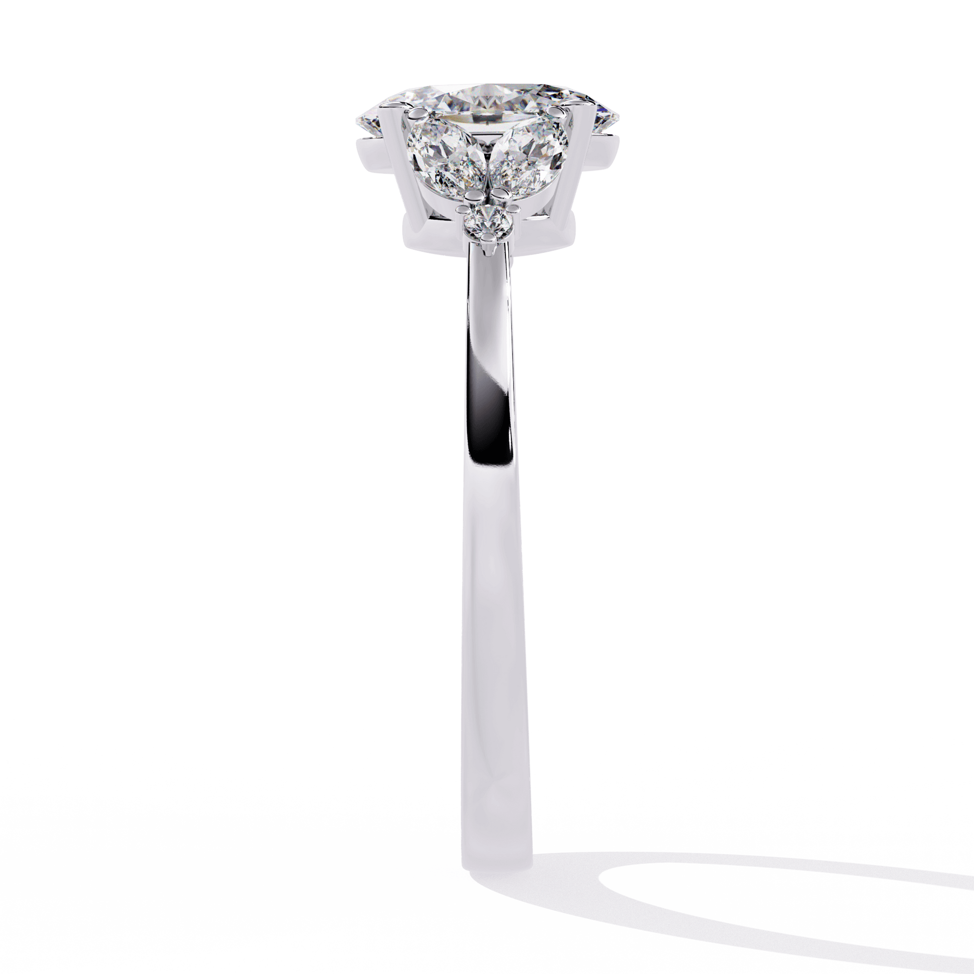 Petal — Oval cut lab grown and natural diamond engagement ring — cathedral, side stones — Carat House