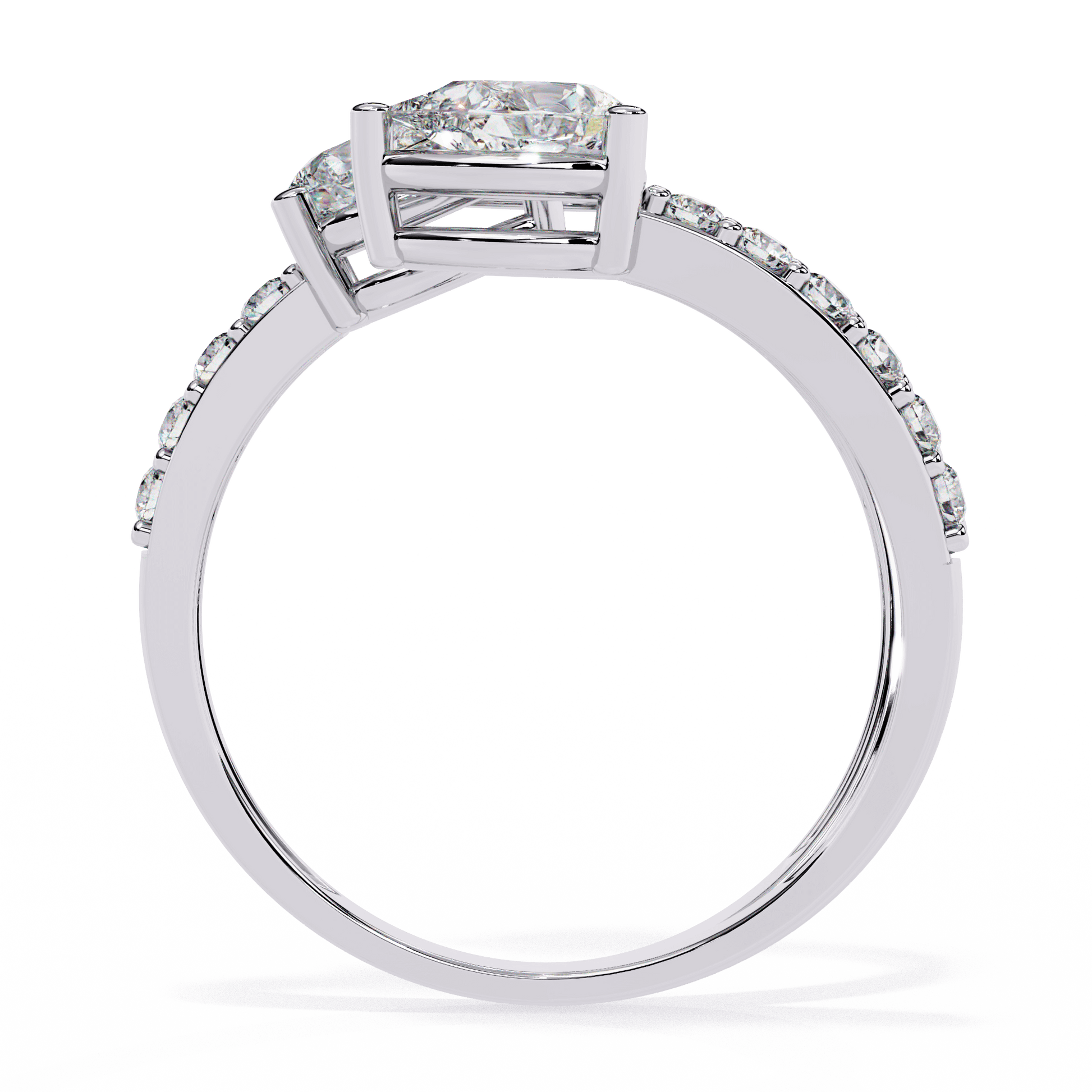 Medusa split band ring by Carat House Dubai featuring pear-cut diamonds and pavé accents on a sleek gold band