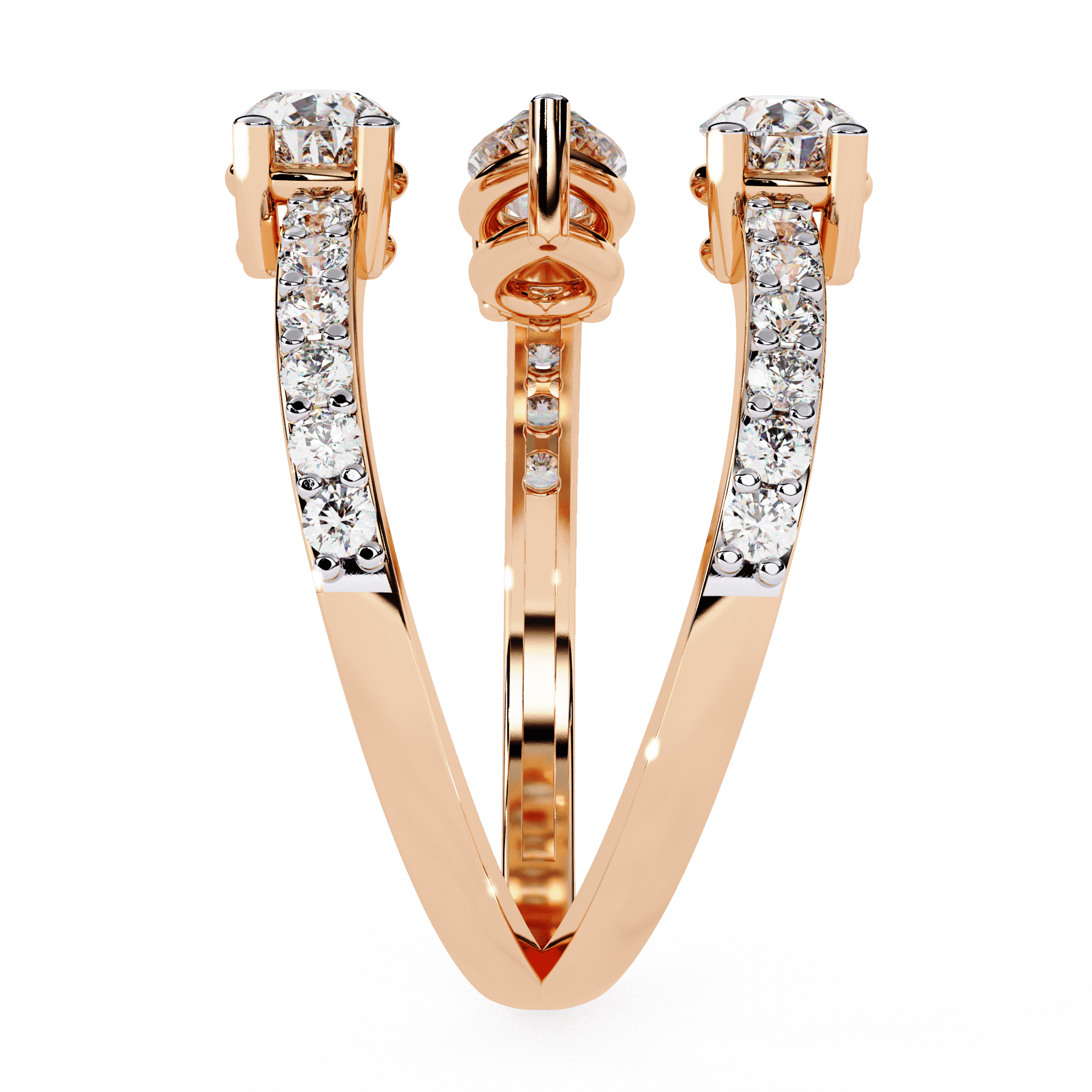 Medusa split band ring by Carat House Dubai featuring pear-cut diamonds and pavé accents in elegant jewelry design