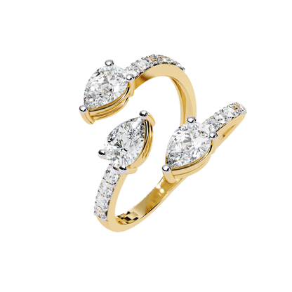 Medusa- Split Band Ring with Pear-Cut Diamonds and Pavé Accents