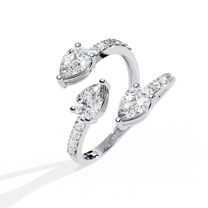 Medusa- Split Band Ring with Pear-Cut Diamonds and Pavé Accents