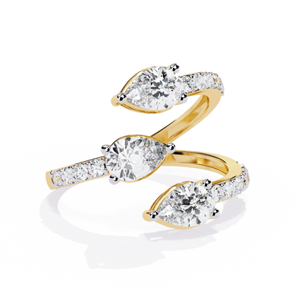 Medusa- Split Band Ring with Pear-Cut Diamonds and Pavé Accents