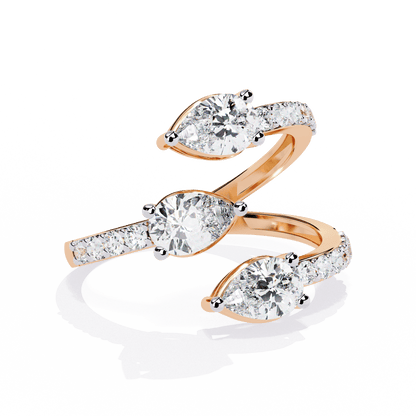Medusa- Split Band Ring with Pear-Cut Diamonds and Pavé Accents