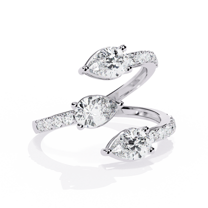 Medusa- Split Band Ring with Pear-Cut Diamonds and Pavé Accents