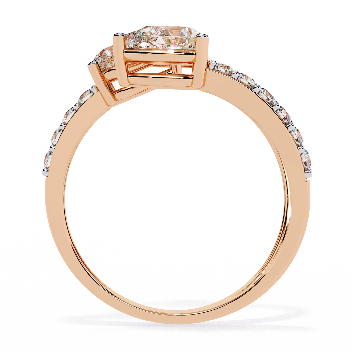 Medusa- Split Band Ring with Pear-Cut Diamonds and Pavé Accents