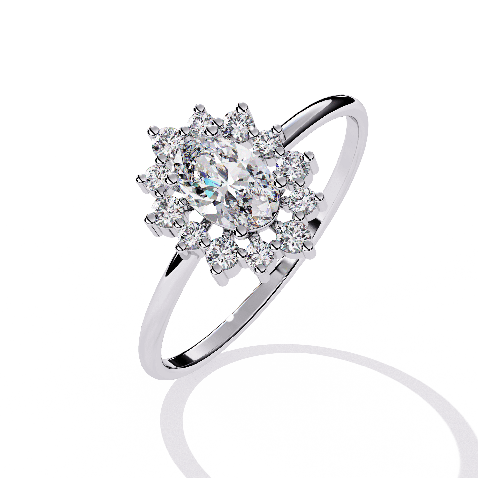 Sun — Oval cut lab grown and natural diamond engagement ring — halo — Carat House