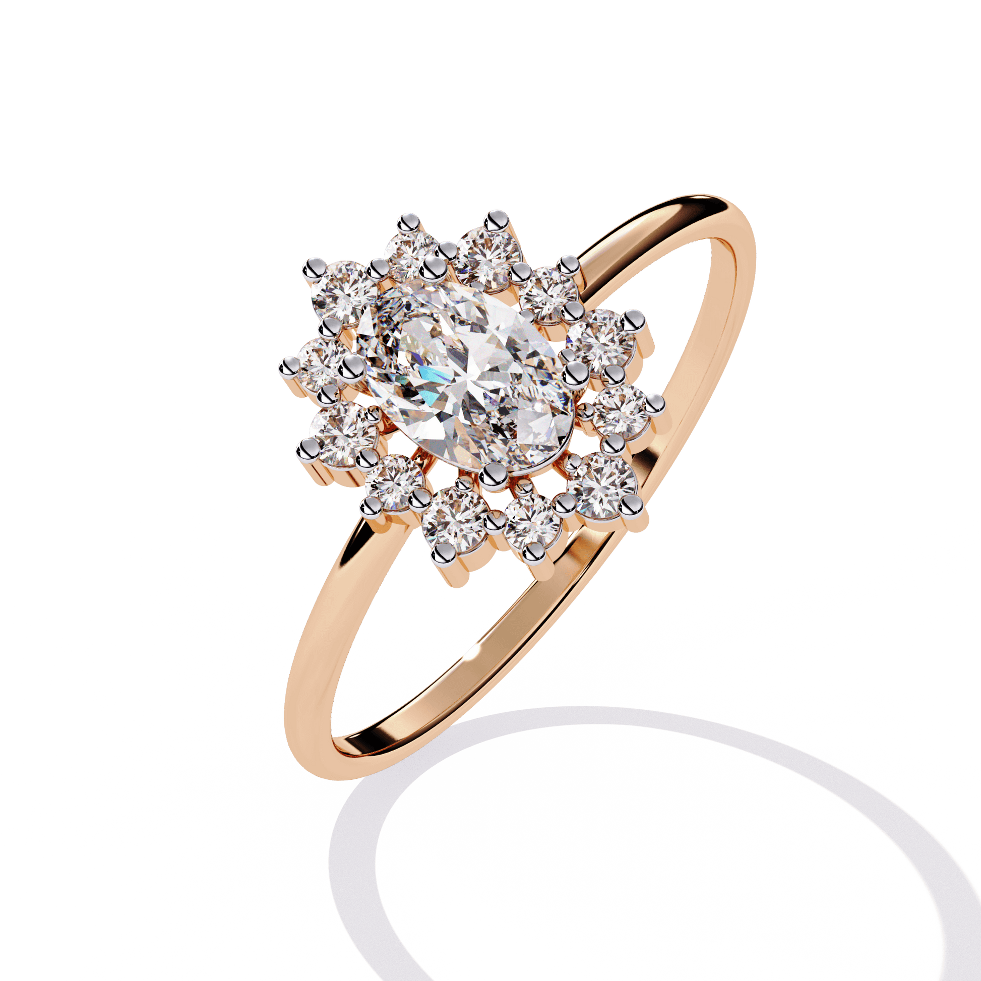 Sun — Oval cut lab grown and natural diamond engagement ring — halo — Carat House
