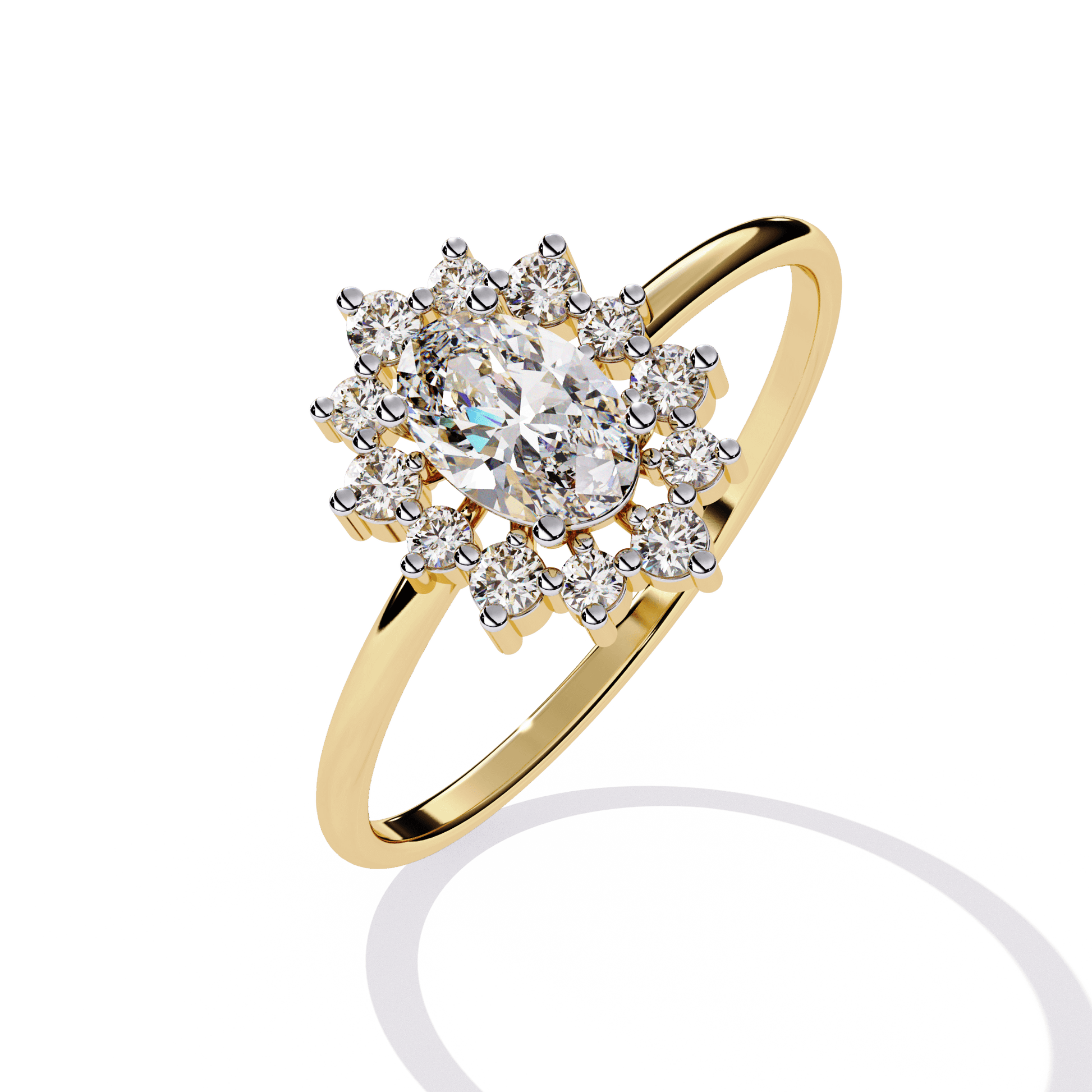 Sun — Oval cut lab grown and natural diamond engagement ring — halo — Carat House
