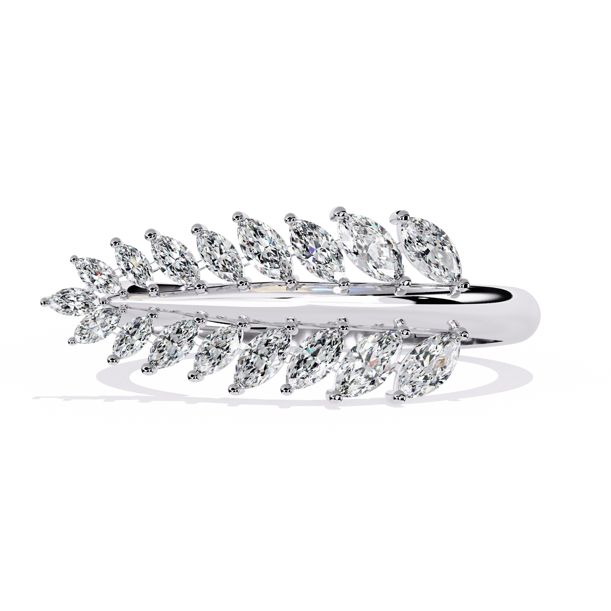 Serene- Sculptural Marquise Diamond Statement Ring — diamond stacking ring — lab grown diamond — 18k white gold — Carat House