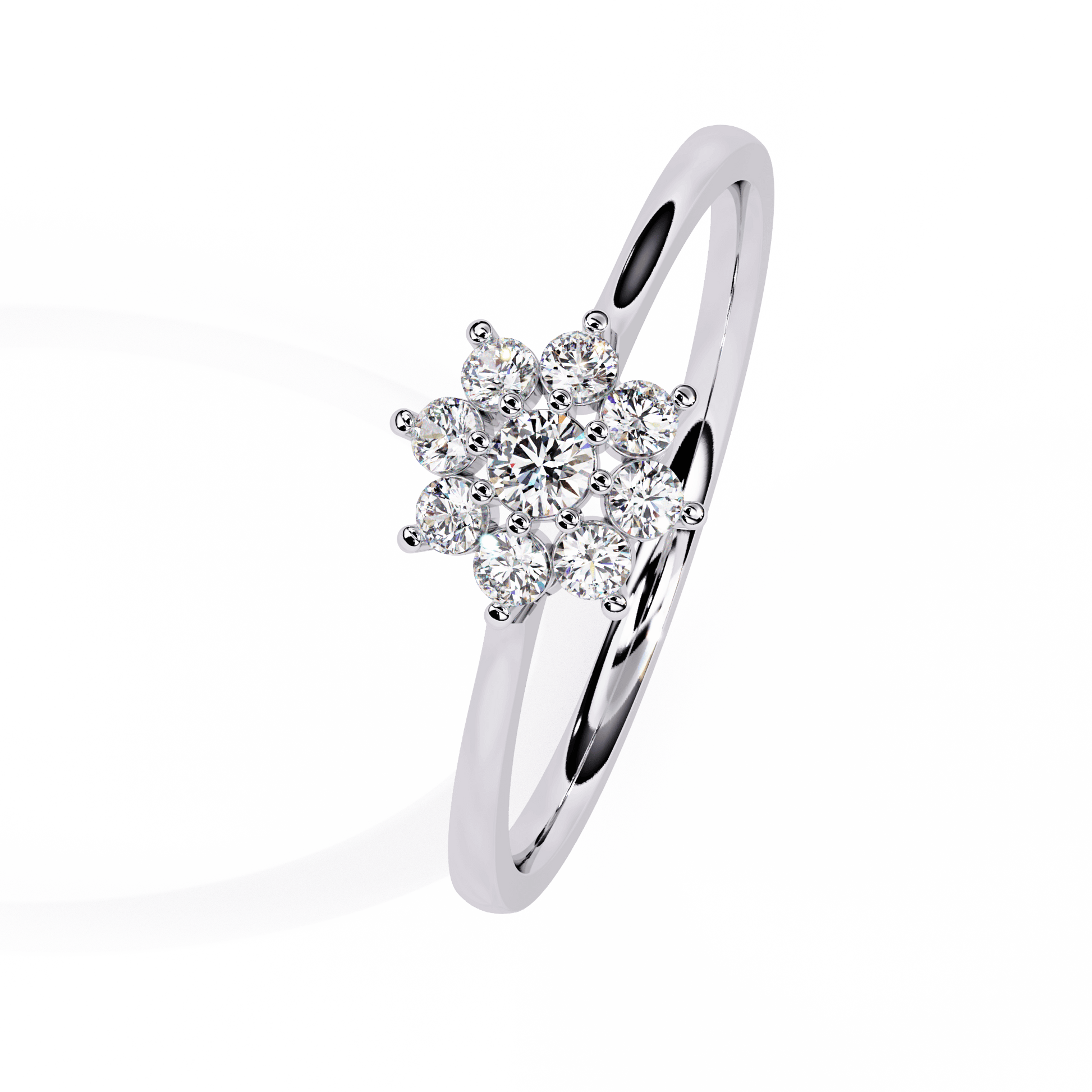 Dawn Diamond Floral Cluster Ring by Carat House Dubai featuring sparkling diamonds and intricate floral design.
