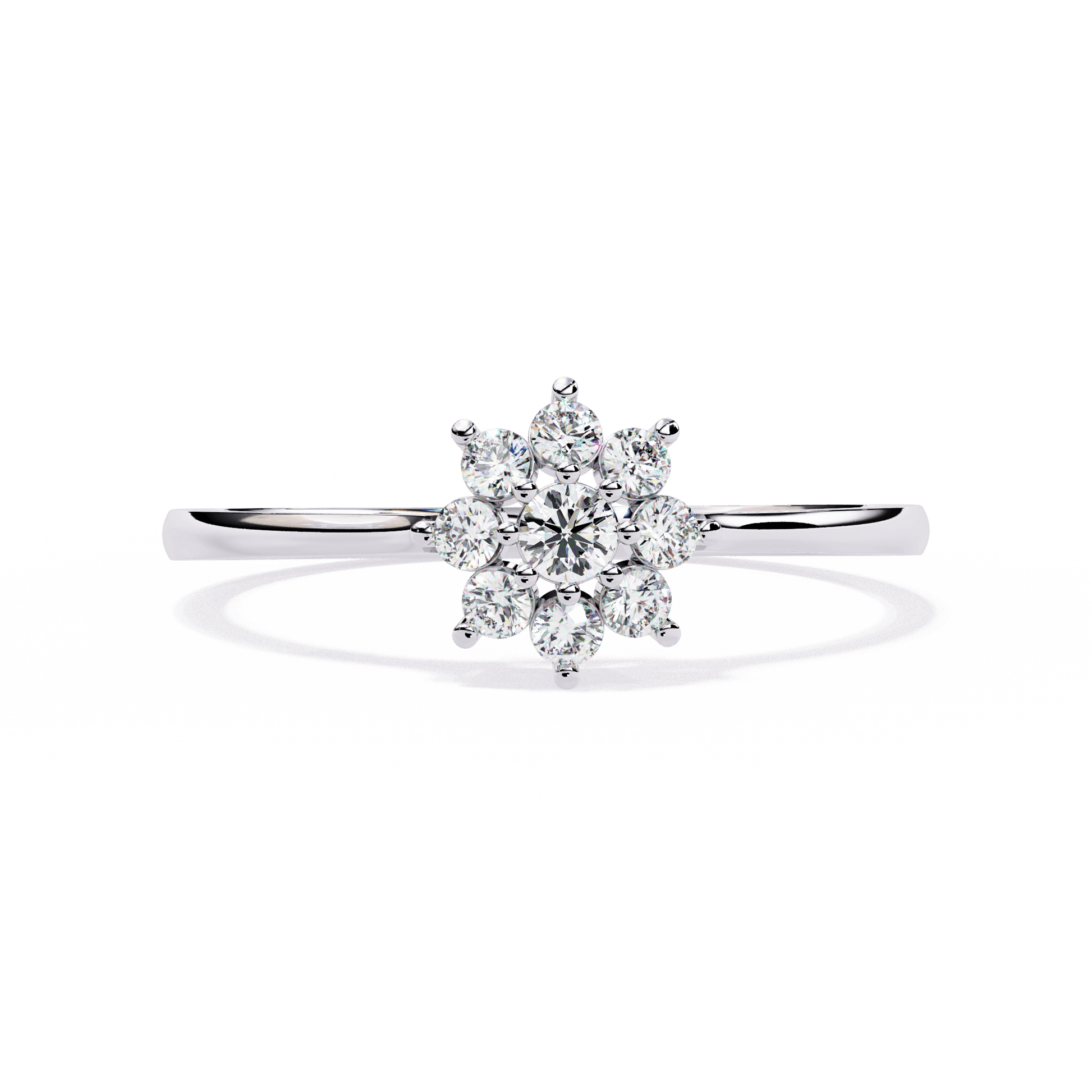 Dawn – Diamond Floral Cluster Ring — diamond statement ring — cluster — lab grown diamond and natural diamond — 18k white gold — Carat House