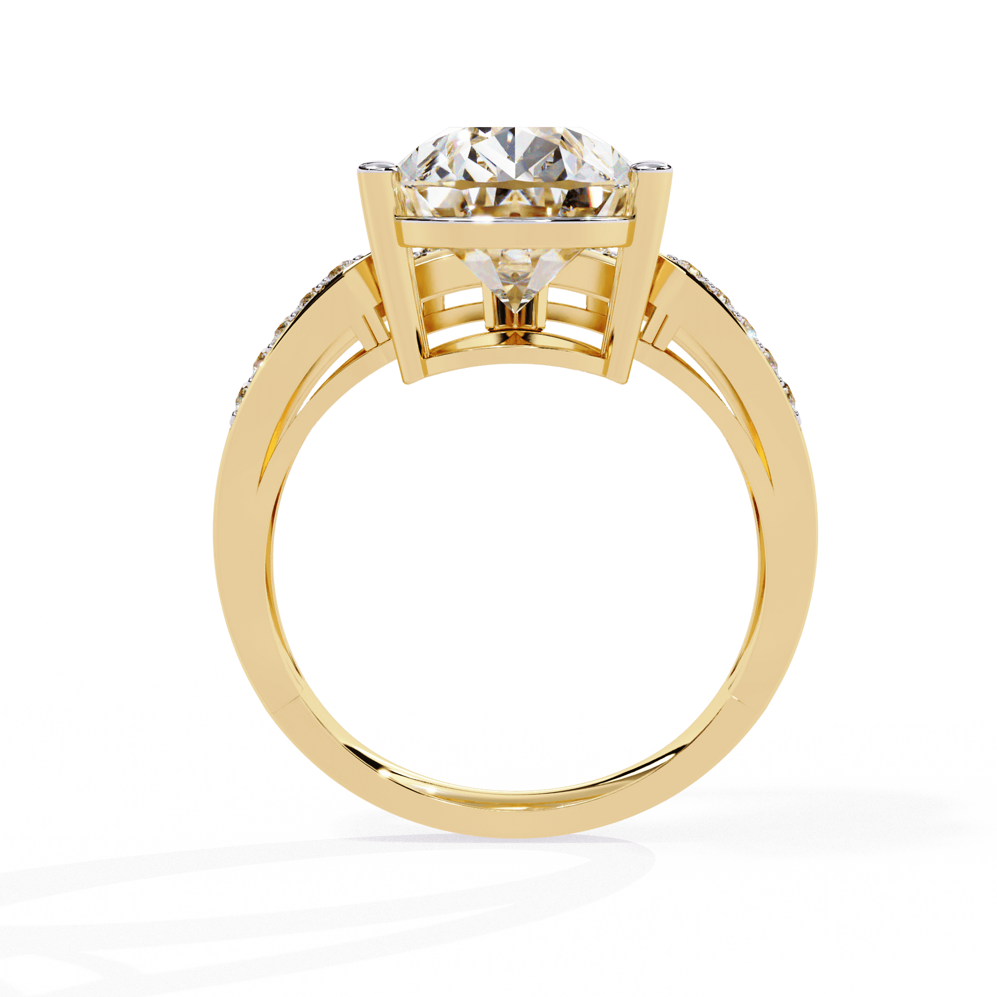 Aziza — Pear cut lab grown and natural diamond engagement ring — split shank — Carat House