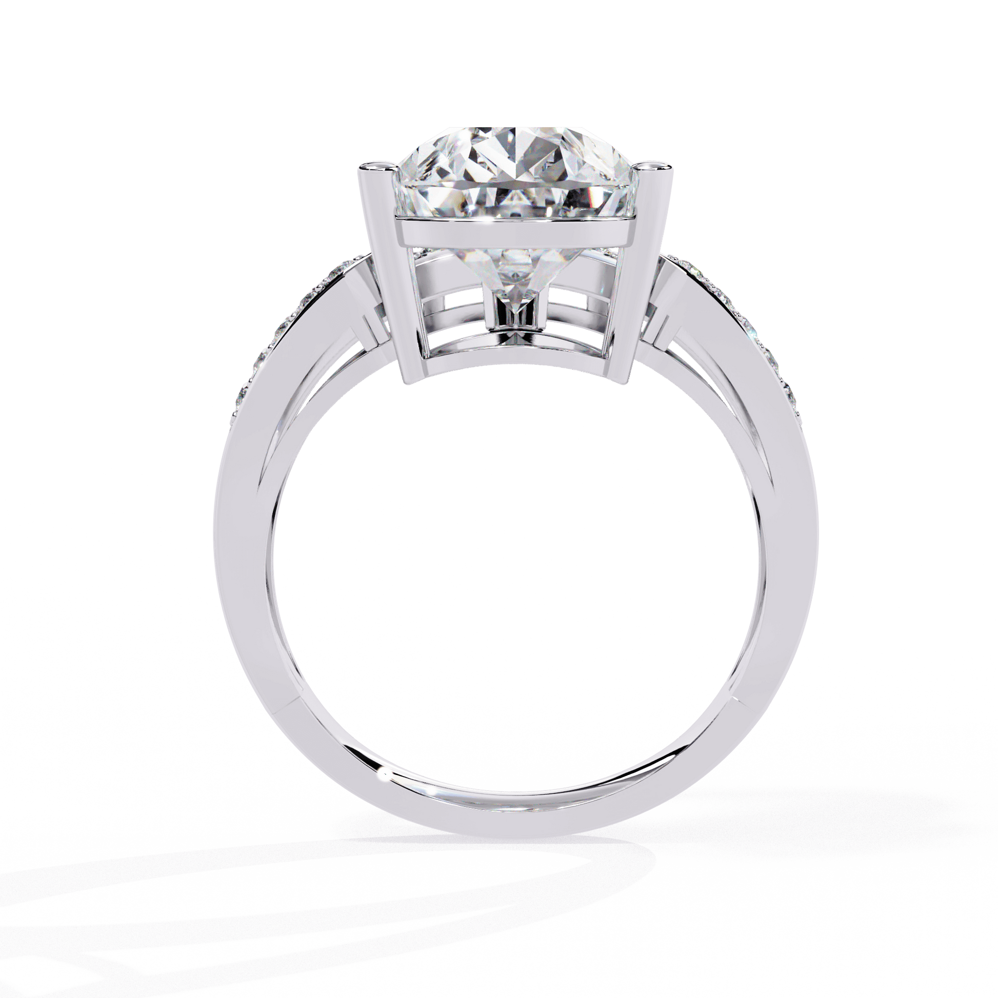 Aziza — Pear cut lab grown and natural diamond engagement ring — split shank — Carat House