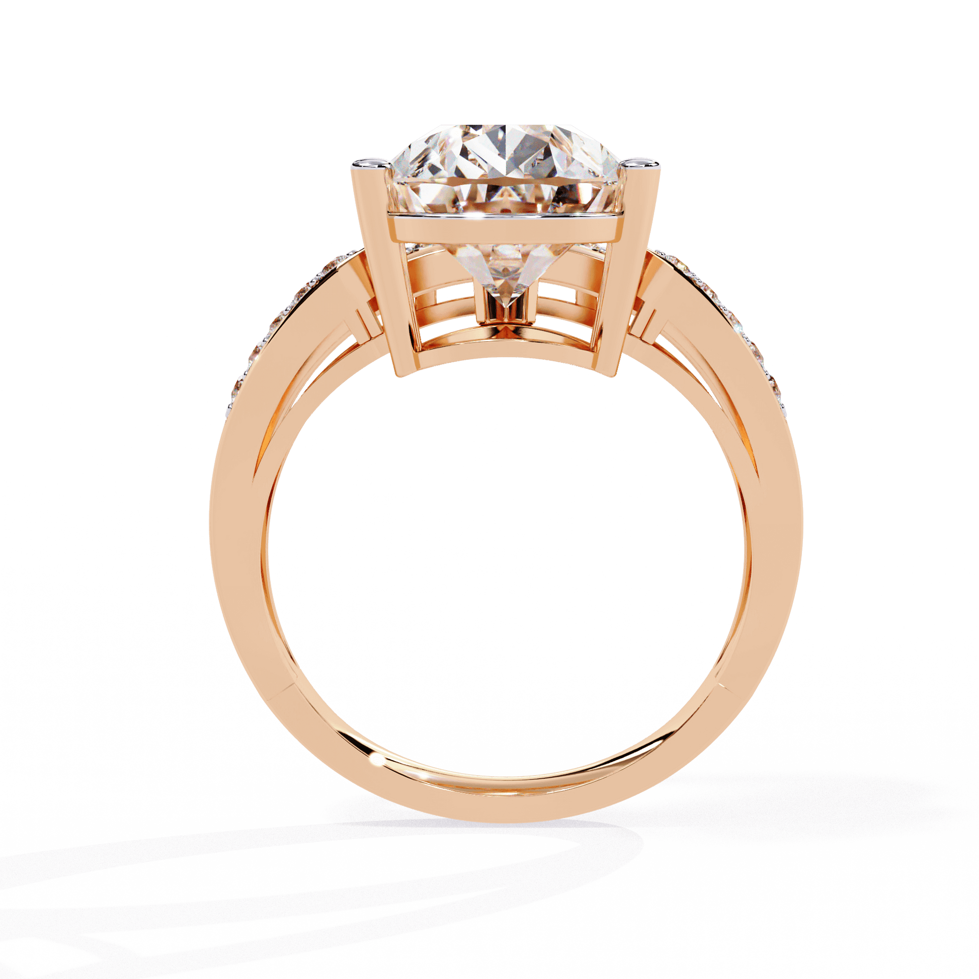 Aziza — Pear cut lab grown and natural diamond engagement ring — split shank — Carat House