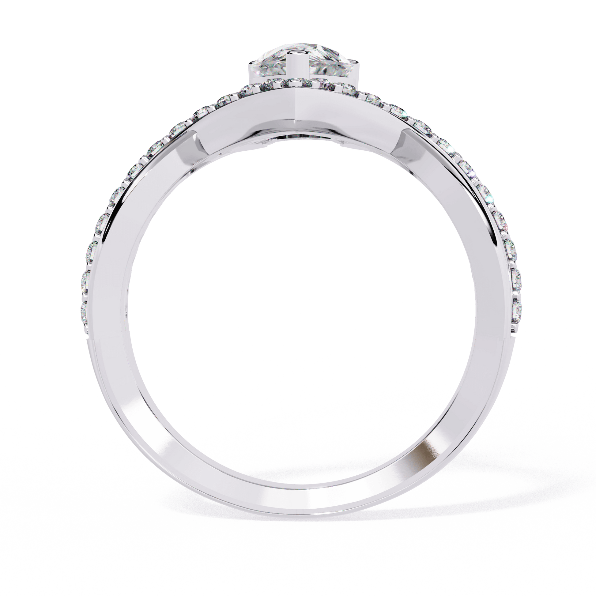 Jamila — Pear cut lab grown and natural diamond engagement ring — bezel, split shank — Carat House