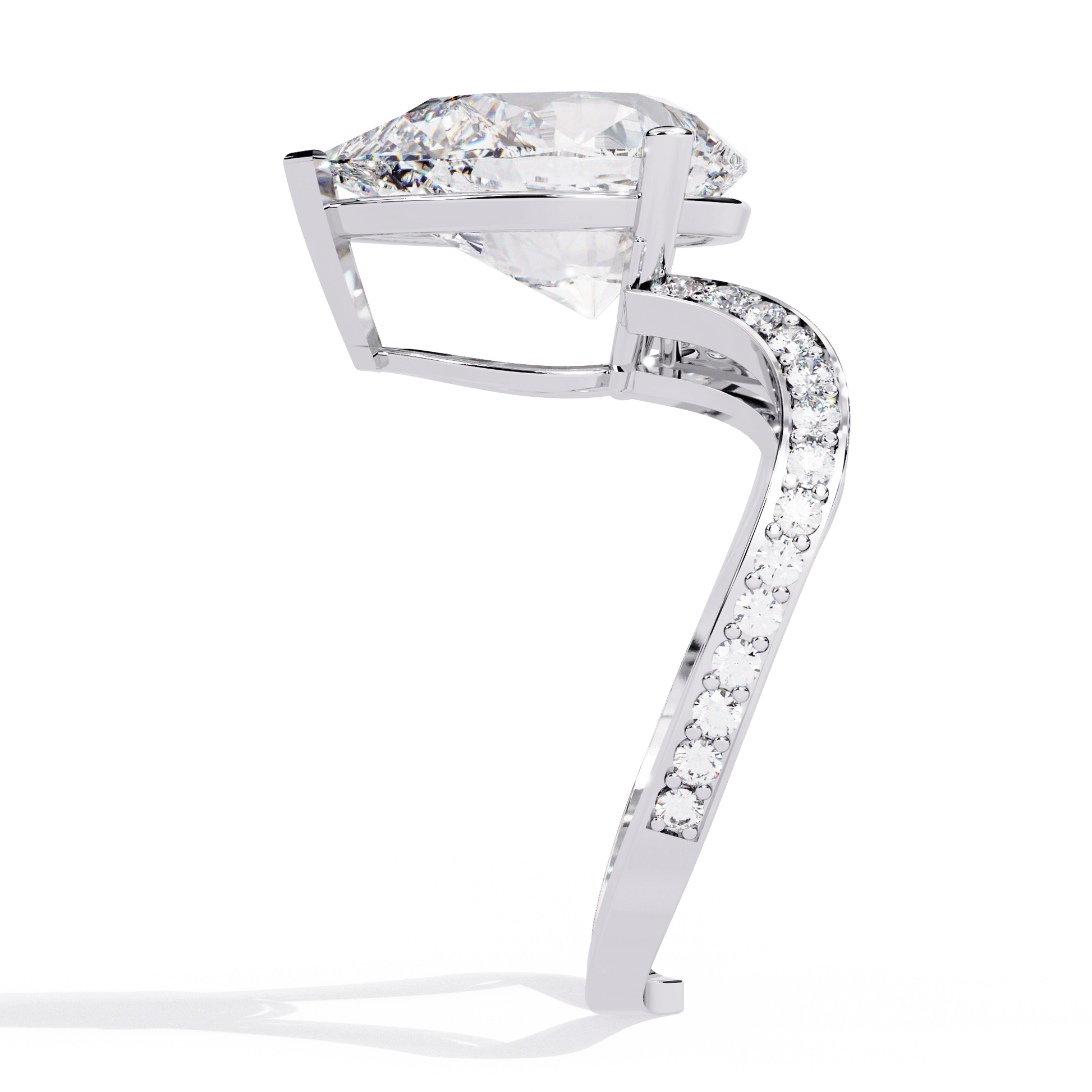 Lamia — Pear cut lab grown and natural diamond engagement ring — split shank — Carat House