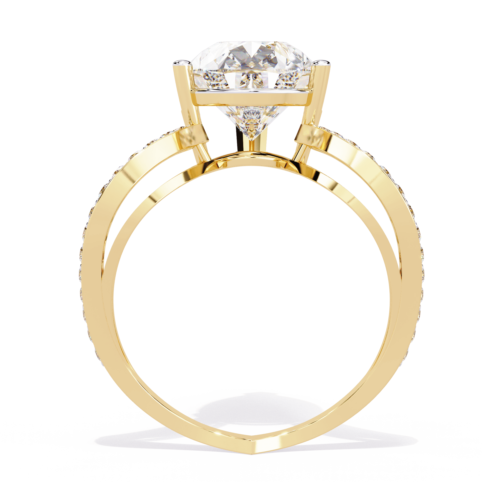 Lamia — Pear cut lab grown and natural diamond engagement ring — split shank — Carat House