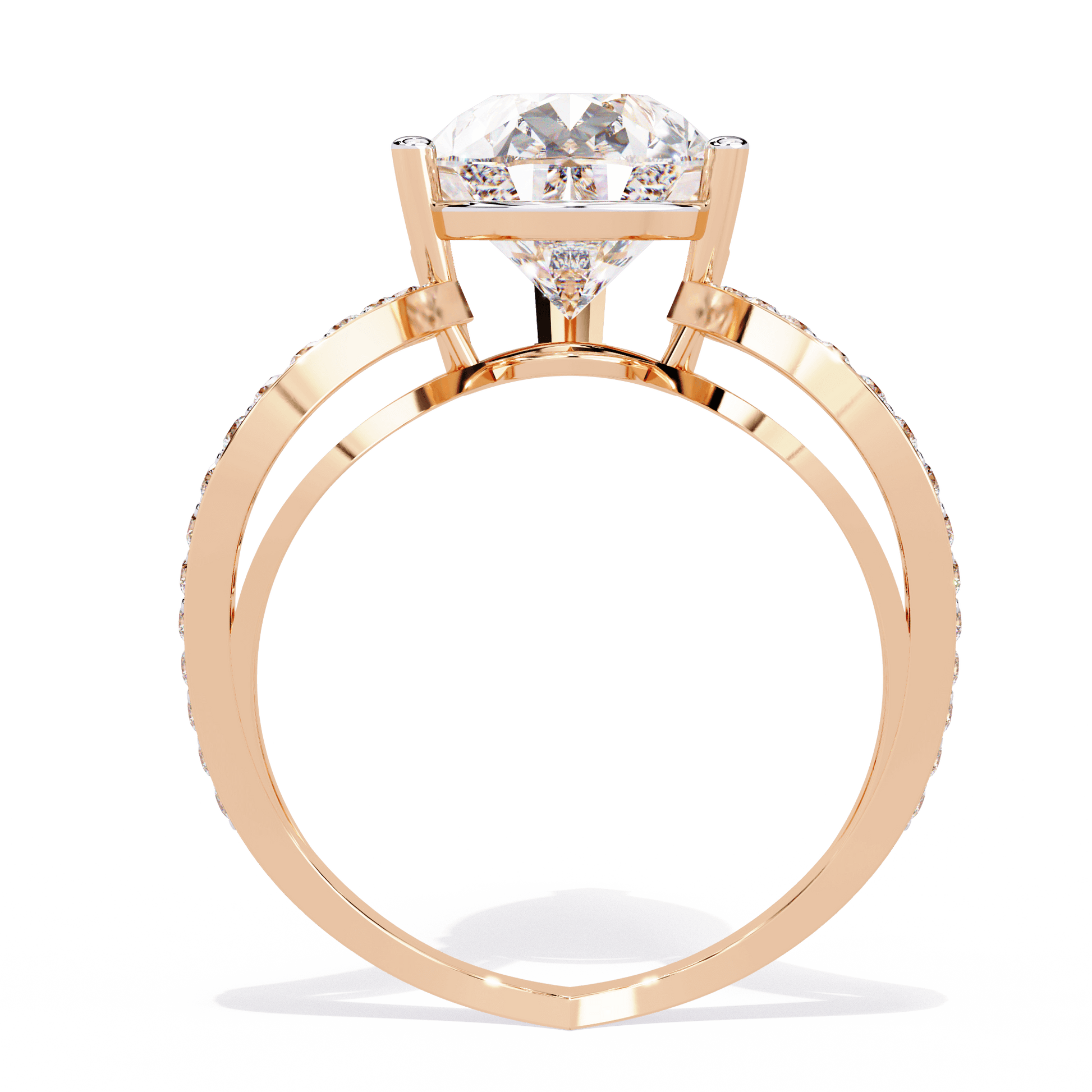 Lamia — Pear cut lab grown and natural diamond engagement ring — split shank — Carat House