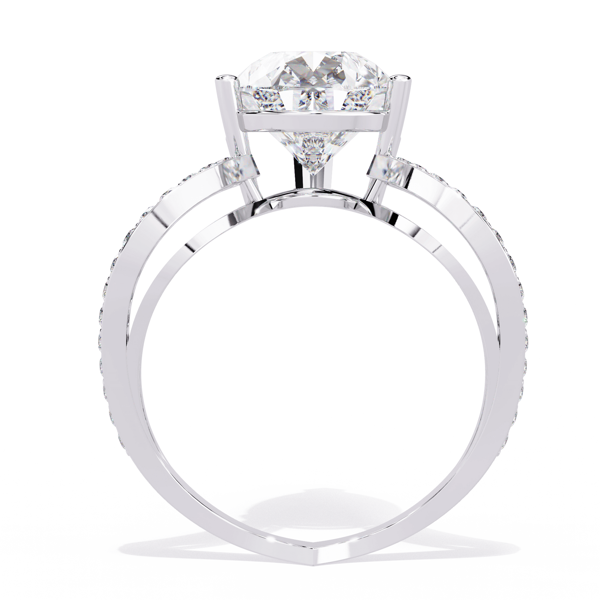 Lamia — Pear cut lab grown and natural diamond engagement ring — split shank — Carat House