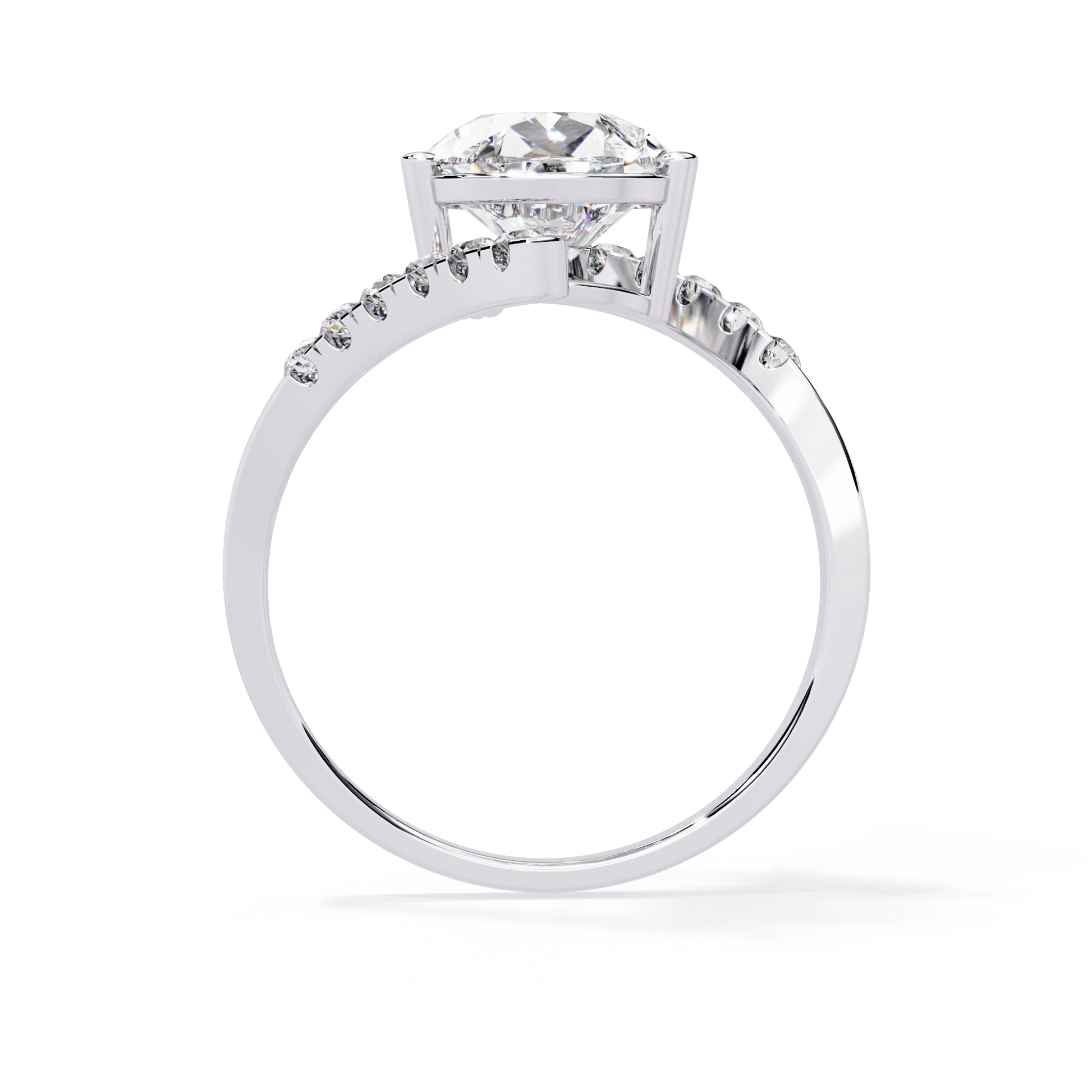 Rania — Pear cut lab grown and natural diamond engagement ring — pavé, bypass shank — Carat House