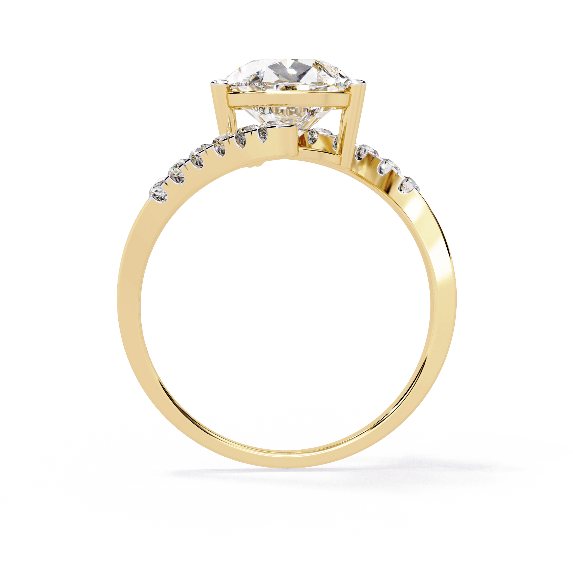 Rania — Pear cut lab grown and natural diamond engagement ring — pavé, bypass shank — Carat House