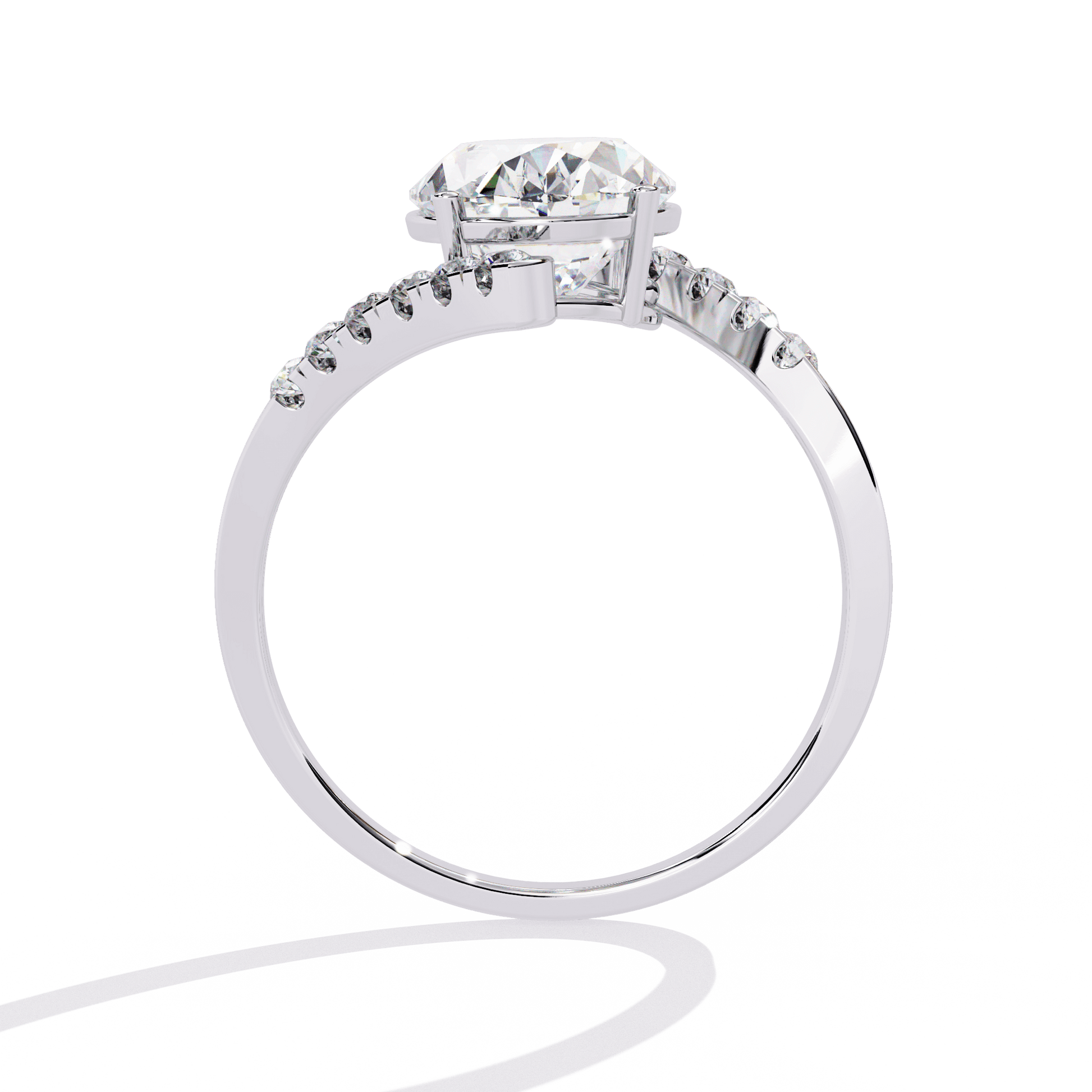 Adele — Oval cut lab grown and natural diamond engagement ring — pavé, bypass shank — Carat House