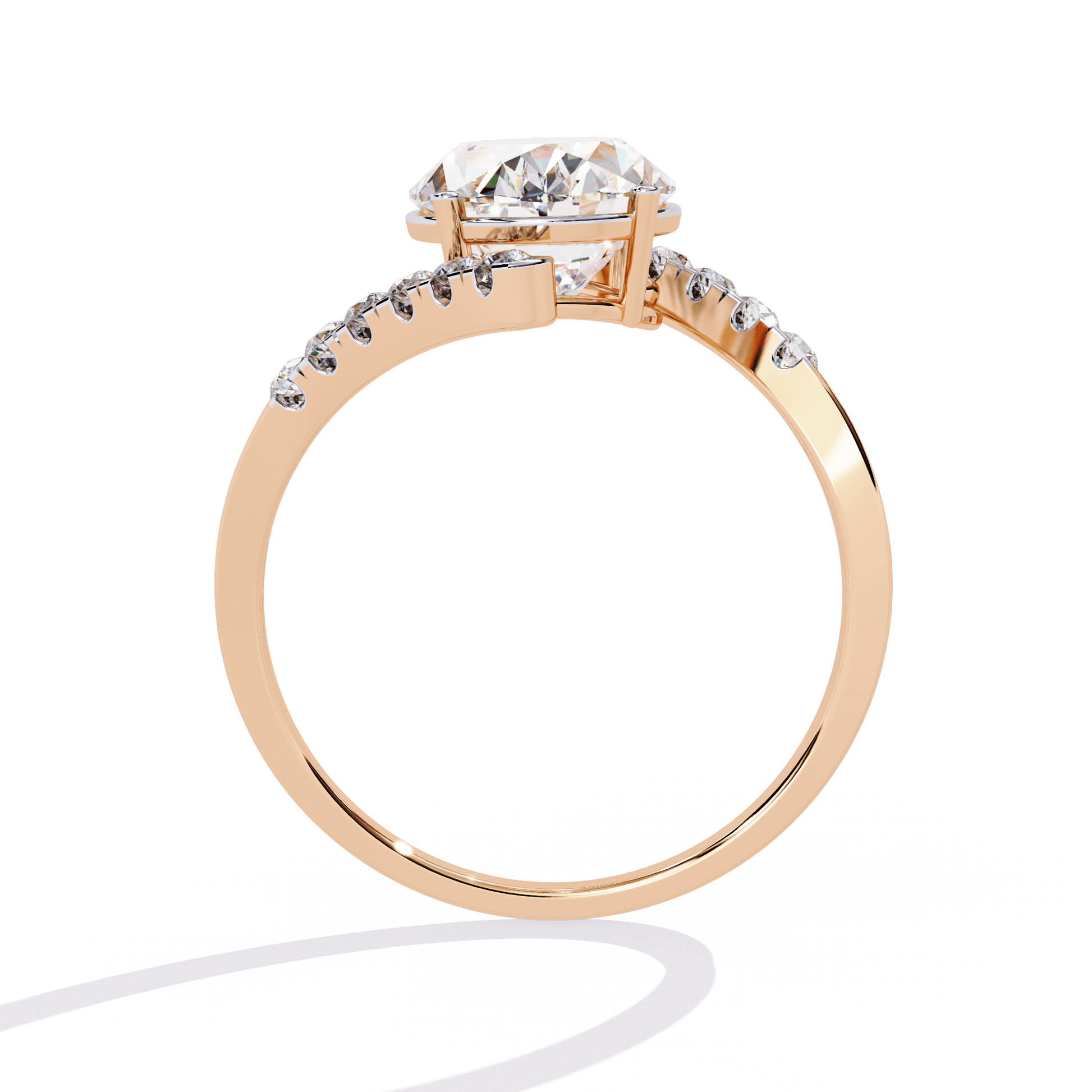 Adele — Oval cut lab grown and natural diamond engagement ring — pavé, bypass shank — Carat House