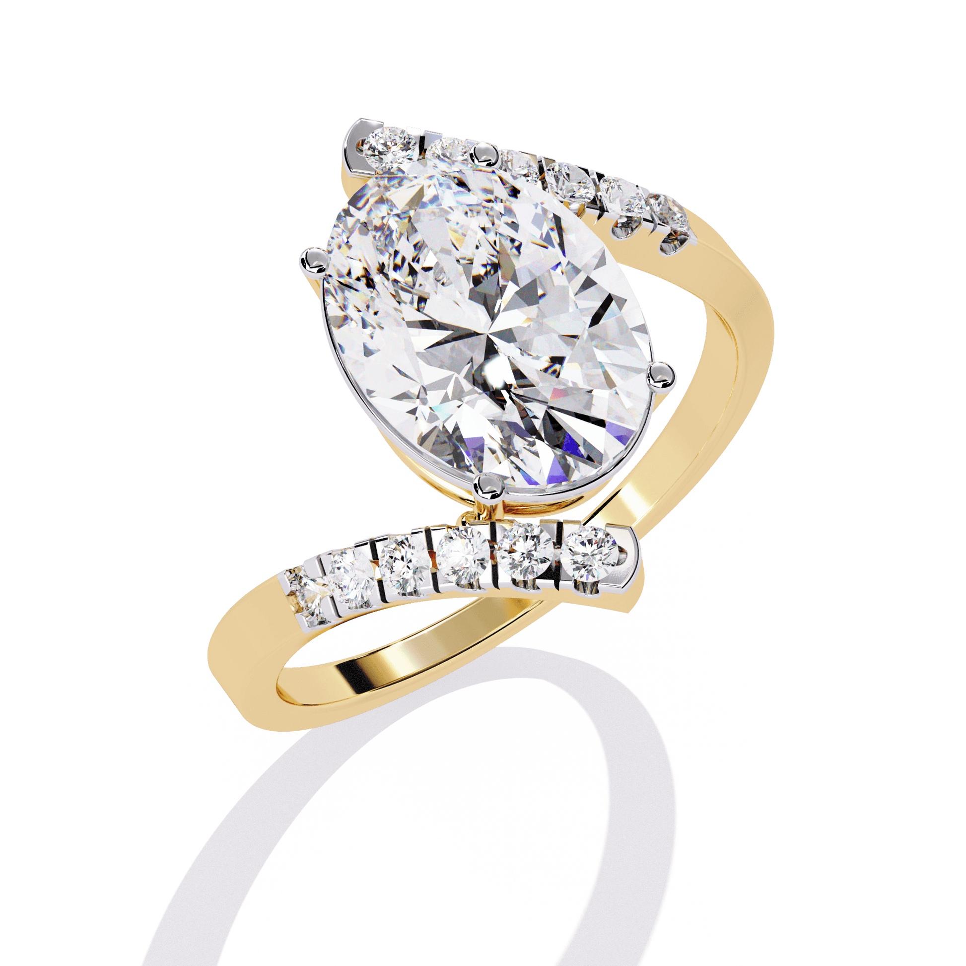 Adele — Oval cut lab grown and natural diamond engagement ring — pavé, bypass shank — Carat House