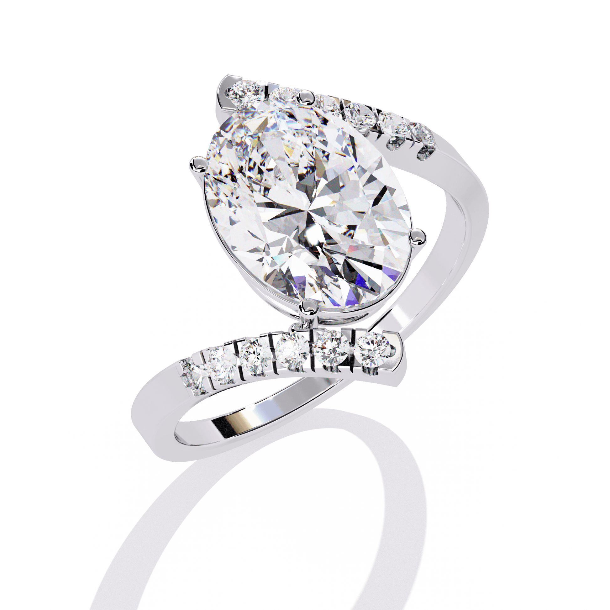 Adele — Oval cut lab grown and natural diamond engagement ring — pavé, bypass shank — Carat House