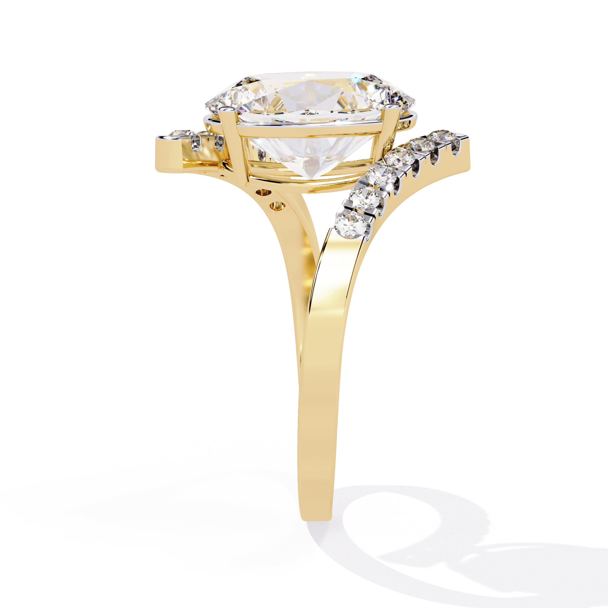 Adele — Oval cut lab grown and natural diamond engagement ring — pavé, bypass shank — Carat House