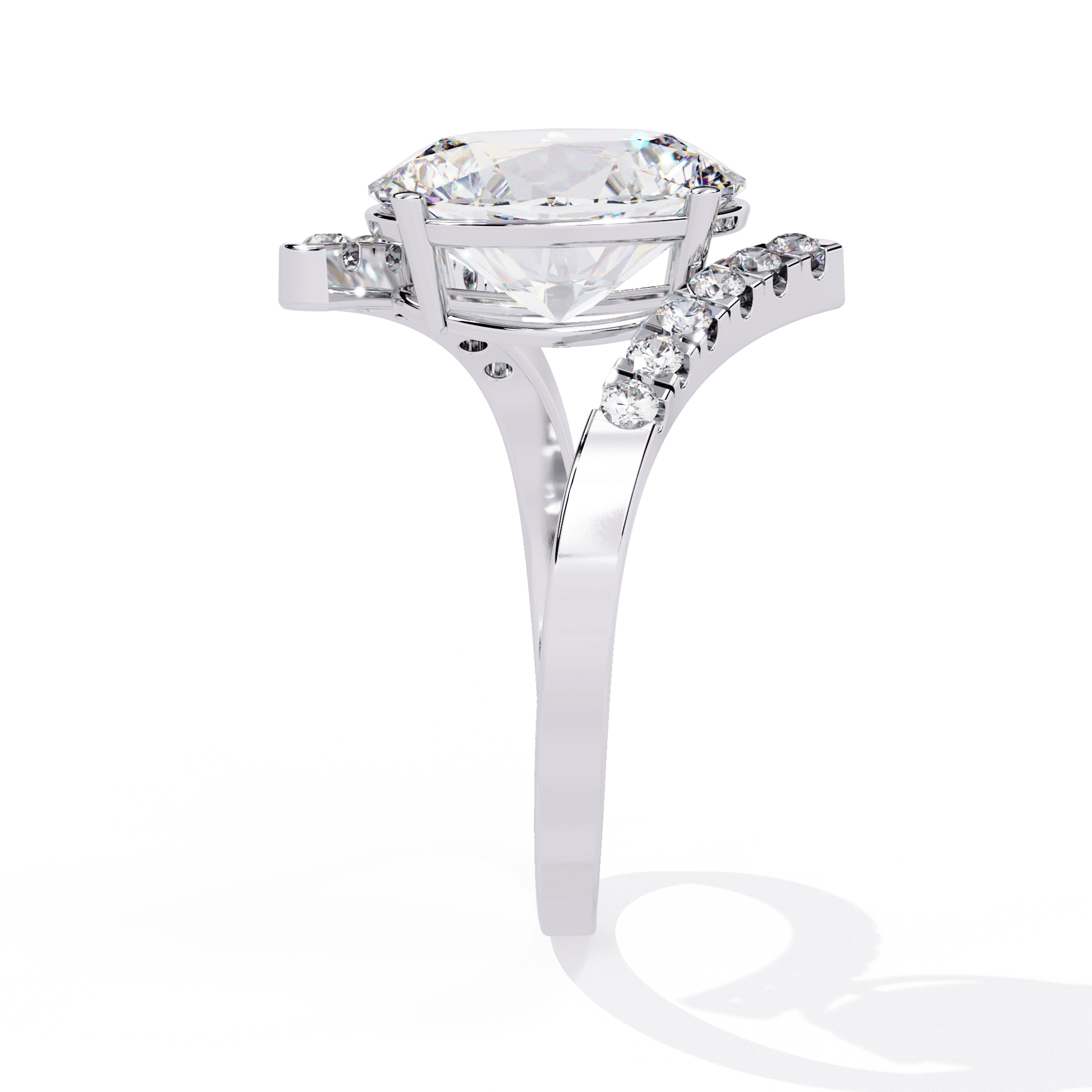 Adele — Oval cut lab grown and natural diamond engagement ring — pavé, bypass shank — Carat House