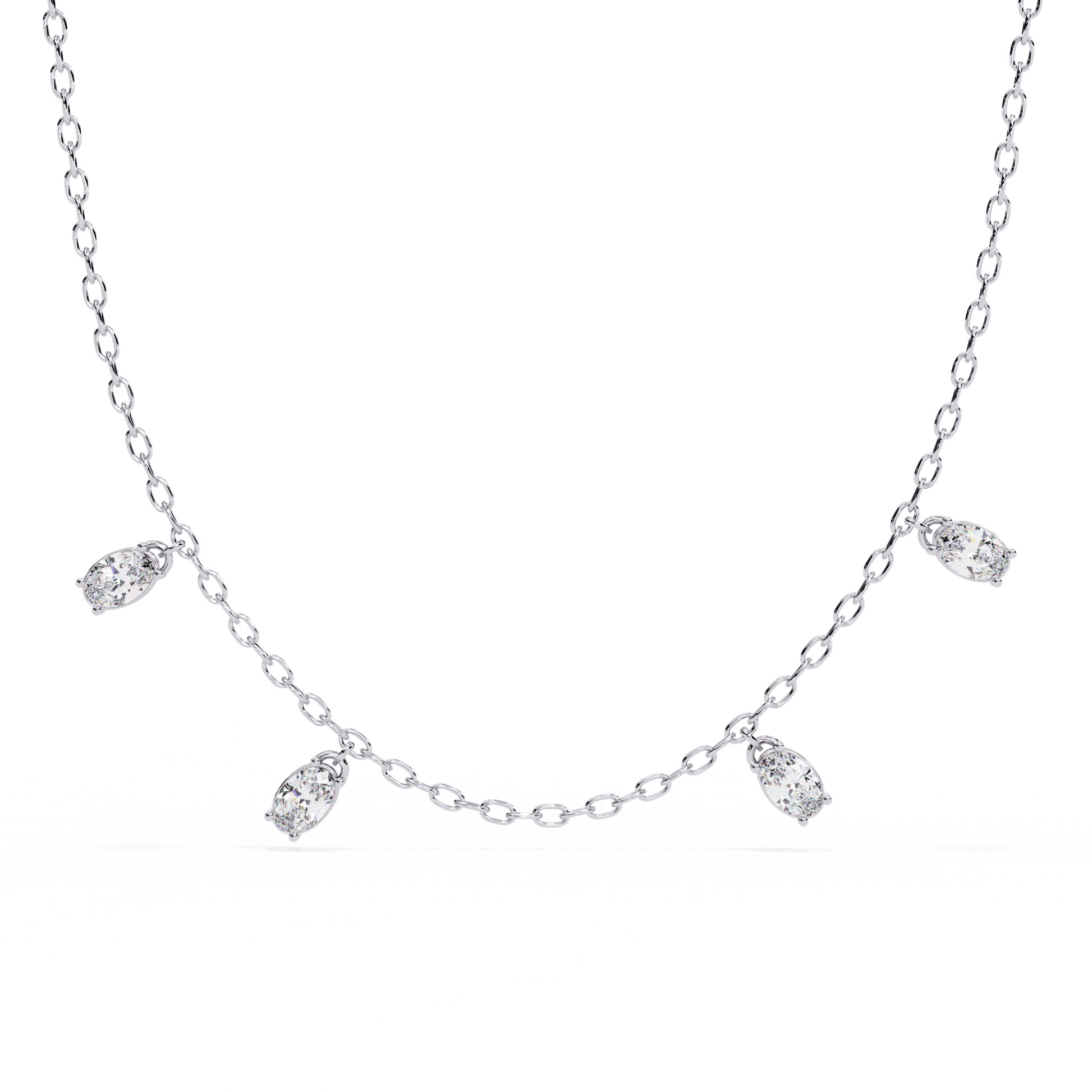 Laleh – Oval-Cut Diamond Floating Necklace — diamond pendant necklace — lab grown diamond and natural diamond — 18k white gold — Carat House