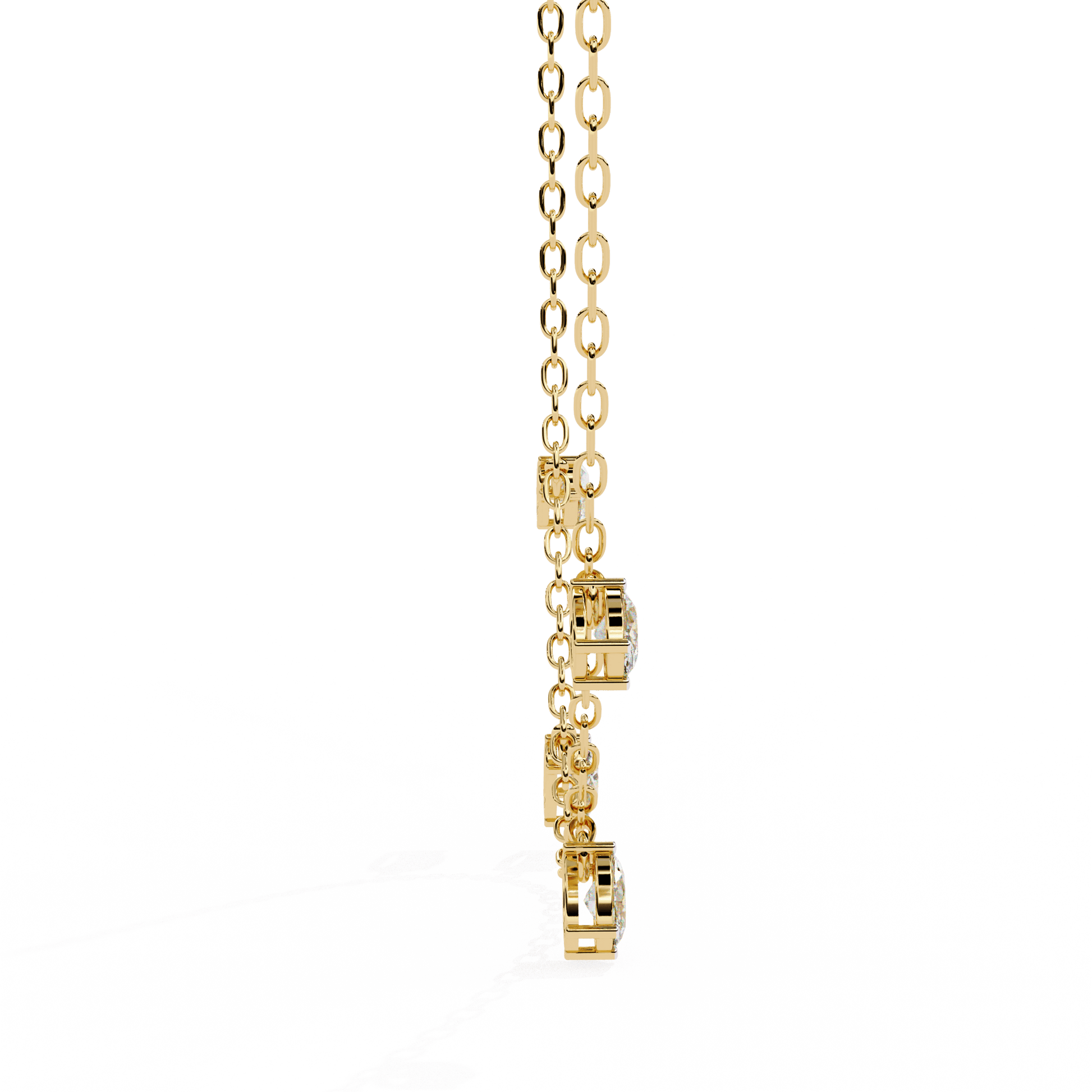 Oval-cut diamond floating necklace by Carat House Dubai featuring a delicate chain and a sparkling central diamond gemstone.