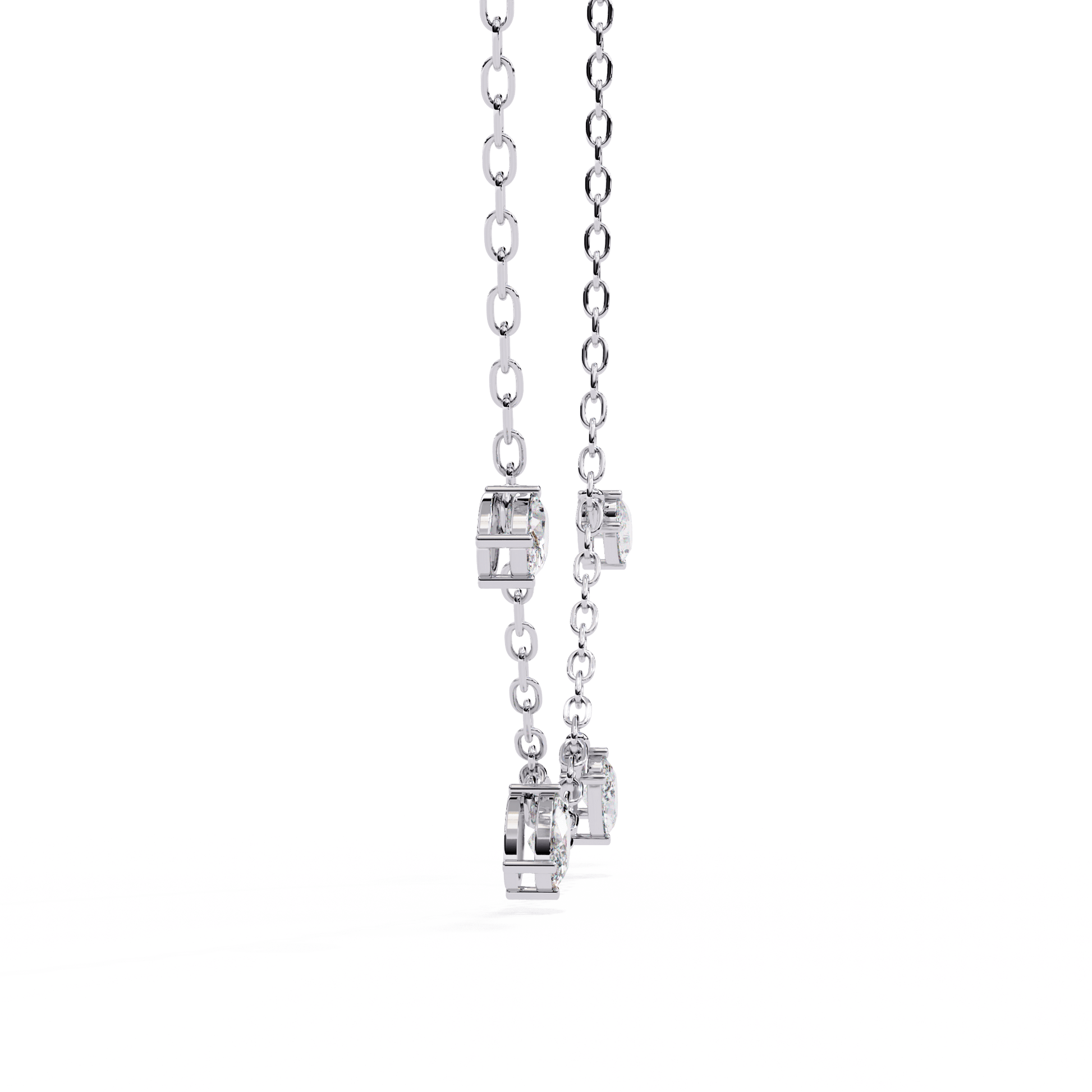 Oval-cut diamond floating necklace by Carat House Dubai featuring a delicate chain and a central sparkling diamond pendant.