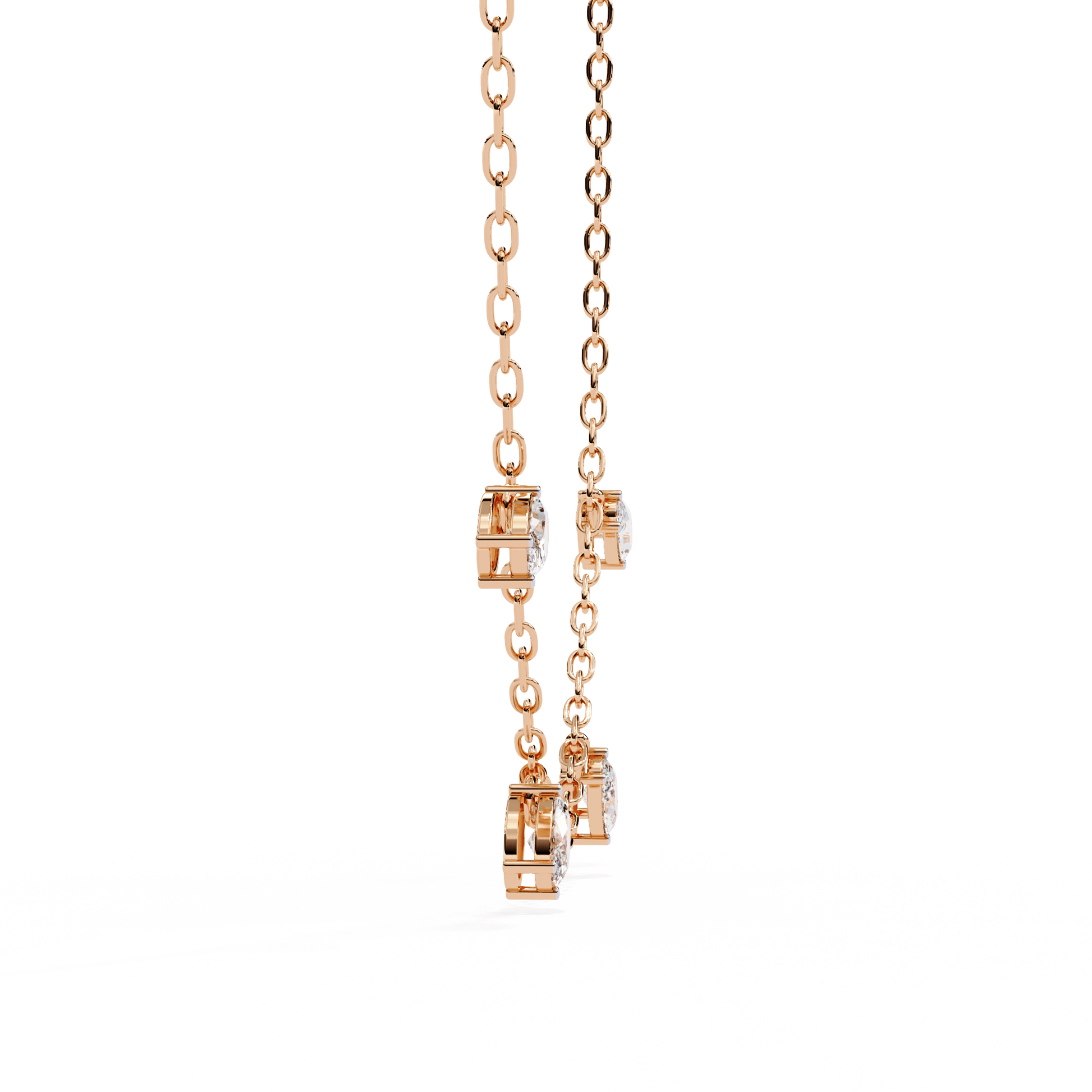 Oval-cut diamond floating necklace by Carat House Dubai featuring a sleek, elegant design with a central sparkling diamond.