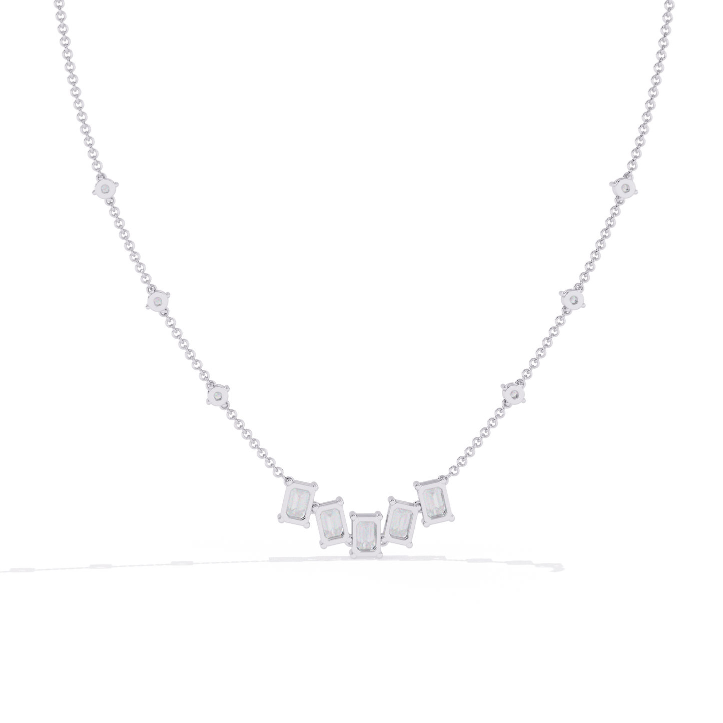 Nancy – Emerald-Cut and Round Diamond Necklace