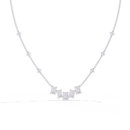 Nancy – Emerald-Cut and Round Diamond Necklace