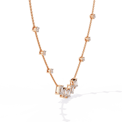 Nancy – Emerald-Cut and Round Diamond Necklace