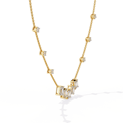 Nancy – Emerald-Cut and Round Diamond Necklace