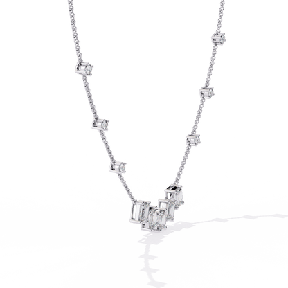 Nancy – Emerald-Cut and Round Diamond Necklace