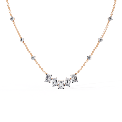 Nancy – Emerald-Cut and Round Diamond Necklace