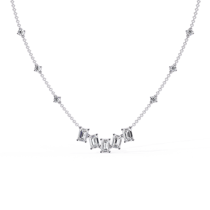 Nancy – Emerald-Cut and Round Diamond Necklace