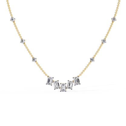 Nancy – Emerald-Cut and Round Diamond Necklace