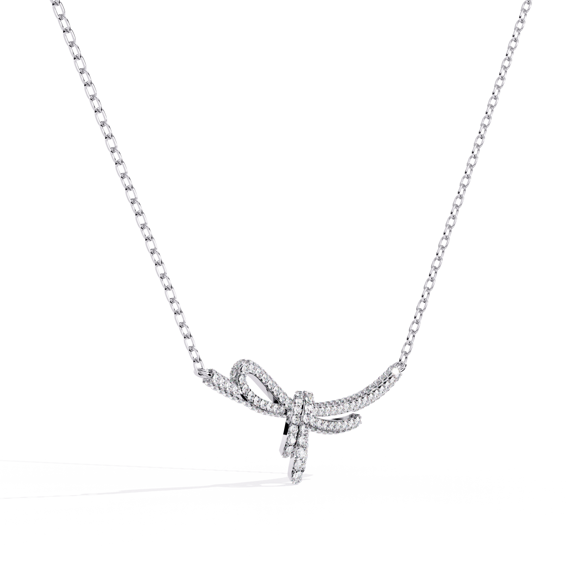 Rakel - Diamond Bow Necklace — diamond statement necklace — lab grown diamond and natural diamond — 18k white gold — Carat House