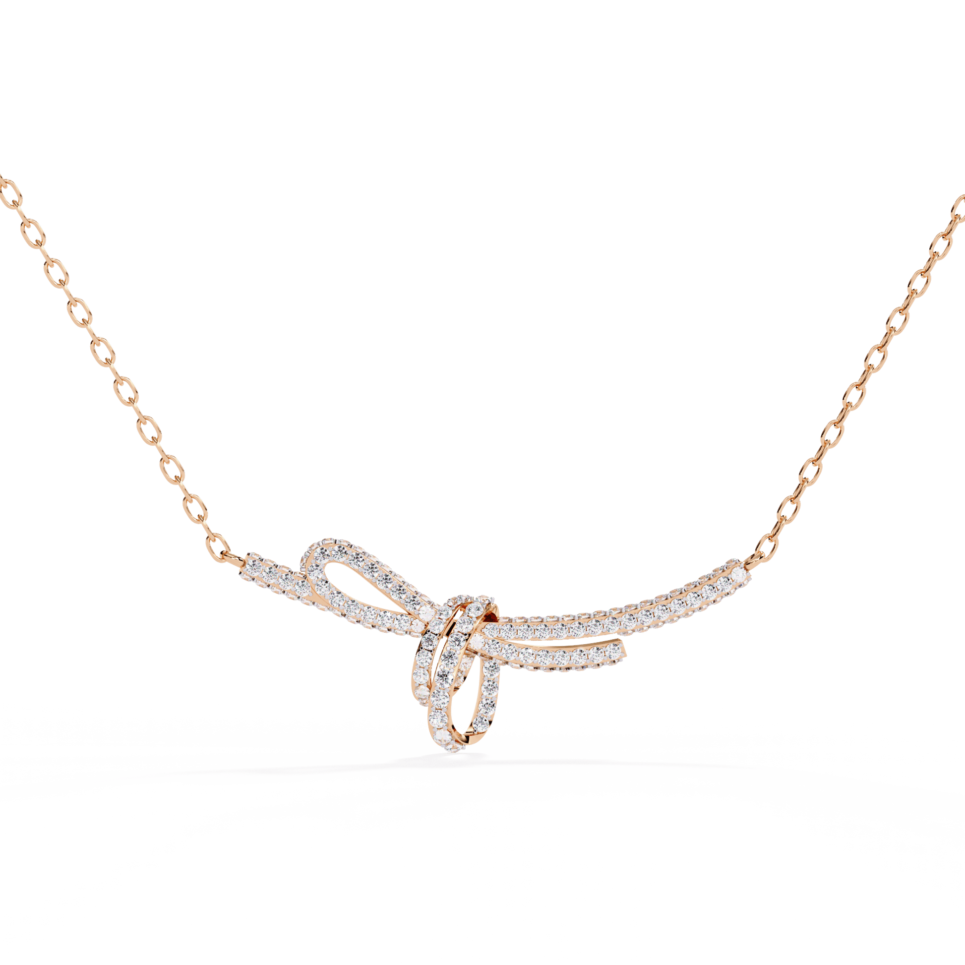Diamond bow necklace by Carat House Dubai, featuring sparkling diamond accents on a elegant jewelry piece.