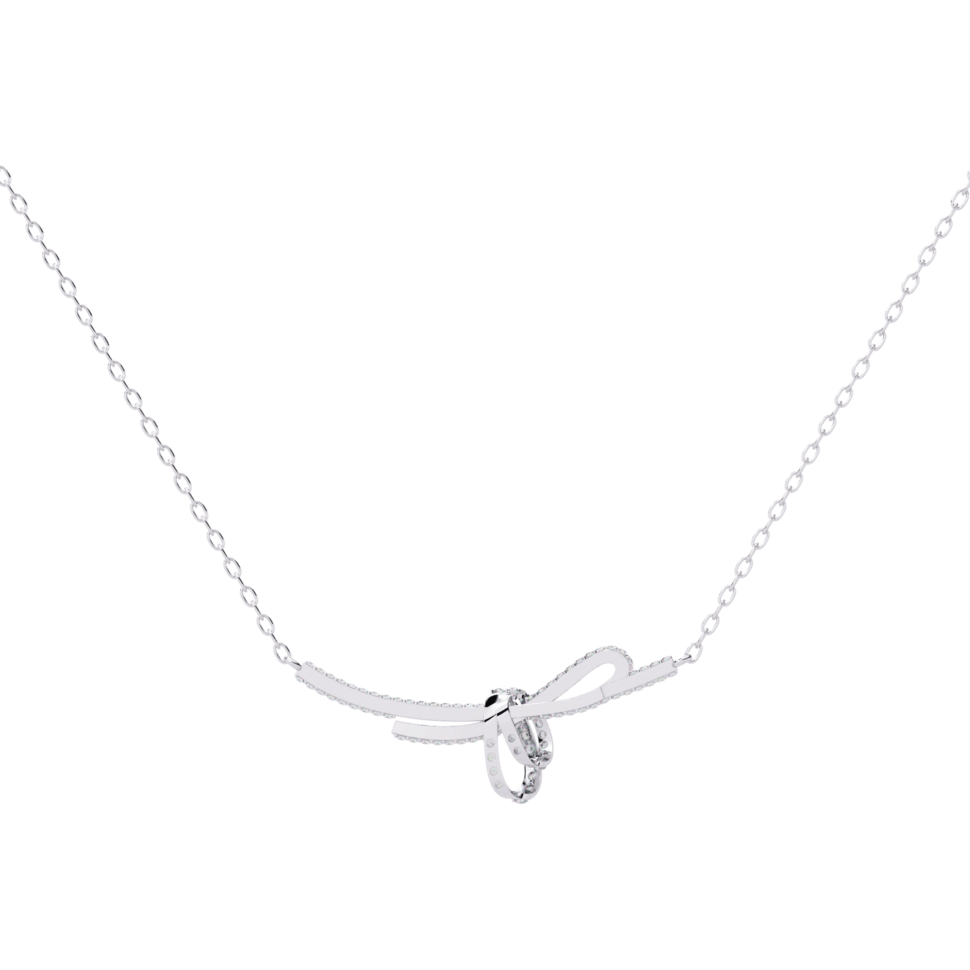 Diamond bow necklace by Carat House Dubai featuring sparkling diamonds and a delicate design on a fine chain.