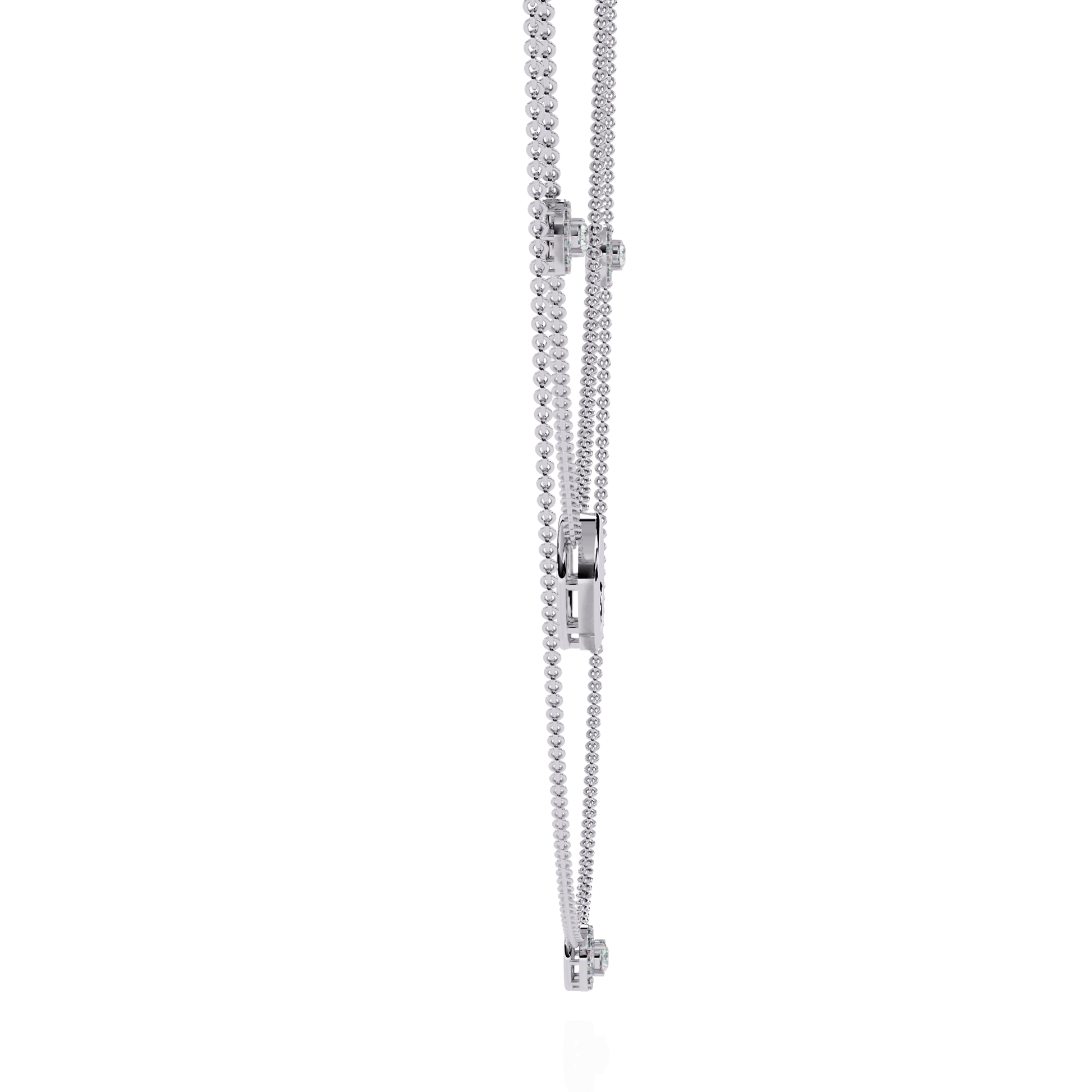 Double layer diamond halo necklace from Carat House Dubai featuring intricate design and sparkling diamonds.