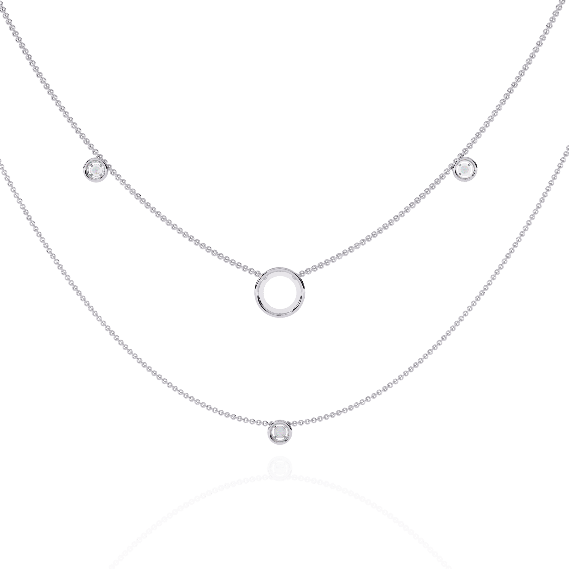 Ritika double layer diamond halo necklace by Carat House Dubai featuring sparkling diamonds and elegant design.